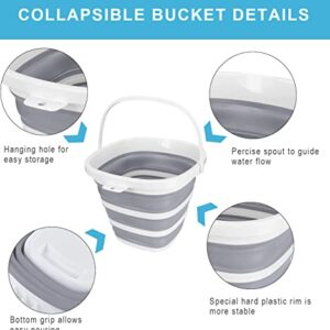 MontNorth Collapsible Basin Bucket,9L Collapsible Dishpan with Drain Plug for Kitchen Sink,5L Portable Foldable Small Plastic Water Supplies for Outdoor Garden Camping Fishing Car Wash(Sets of 2)