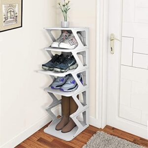 AEARY 6-Tier Pull-out Shoe Shelf, Adjustable Freestanding Shoe Rack, Stable Vertical Narrow Shoe Cubby, Easy Clean Shoe Tower Rack,Shoe Storage Organizer for Bedroom Entrance for Hallway,Gray