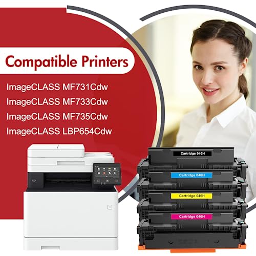 046 046H MF733Cdw 4-Color Toner Cartridge Set Replacement for Canon 046 046H Toner Cartridge for Canon Color imageCLASS MF733Cdw MF731Cdw MF735Cdw LBP654Cdw Printer