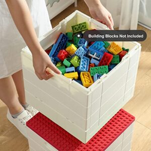 SHIMOYAMA Building Block Folding Storage Box, Foldable Storage Bin for Blocks, Toys, 3 Pack, Red, Green, and Blue