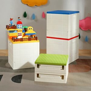 SHIMOYAMA Building Block Folding Storage Box, Foldable Storage Bin for Blocks, Toys, 3 Pack, Red, Green, and Blue