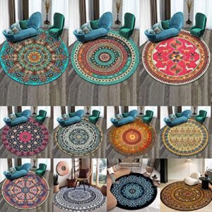 Ochine 4Ft Cotton Round Area Rug Boho Round Rug Hand Woven Cotton Area Rug Machine Washable Chic Bohemian Mandala Indoor Throw Rugs Non Slip Indoor Sofa Floor Area Mat Carpet for Living Room Bedroom