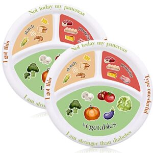 diabetic portion control plate melamine divided plates for adults with protein, carbs and vegetables diet plate portion size dishes nutrition plate for balanced eating kitchen food serving (2 pack)
