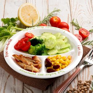 Diabetic Portion Control Plate Melamine Divided Plates for Adults with Protein, Carbs and Vegetables Diet Plate Portion Size Dishes Nutrition Plate for Balanced Eating Kitchen Food Serving (2 Pack)