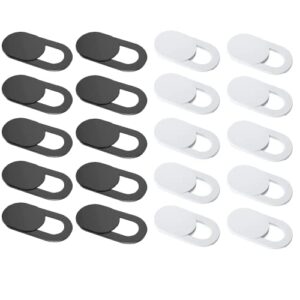 20 pcs webcam covers webcam cover slide phone camera cover for laptop, macbook, ipad, pc, cell phone protect your privacy and security (10 black 10 white)