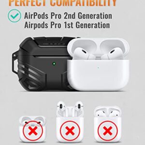 MOBOSI for AirPods Pro 2nd/1st Generation Case Cover with Lock, Military Grade AirPod Pro 2 Case for Men Women, Full-Body Shockproof Protective Case with Keychain for AirPods Pro(2023/2022/2019),Black