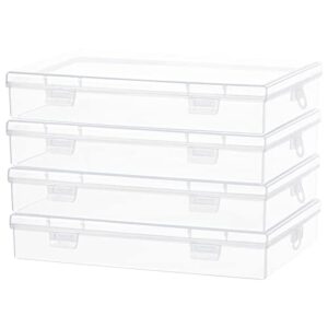 katfort small storage containers, 4 packs rectangular plastic storage box with lid 7.1''×4.6''×1.2'', clear containers for storage, beads, crafts accessories
