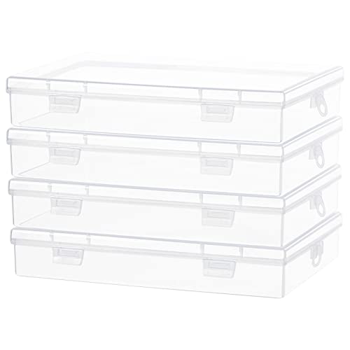 Katfort Small Storage Containers, 4 Packs Rectangular Plastic Storage Box with Lid 7.1''×4.6''×1.2'', Clear Containers for Storage, Beads, Crafts Accessories