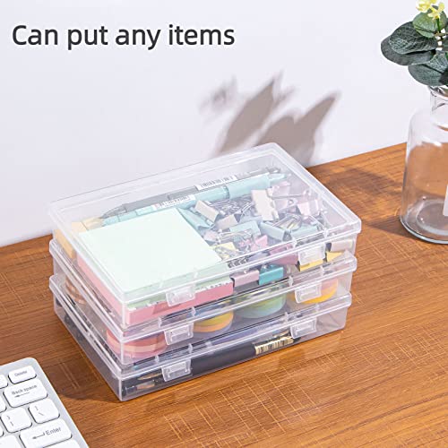 Katfort Small Storage Containers, 4 Packs Rectangular Plastic Storage Box with Lid 7.1''×4.6''×1.2'', Clear Containers for Storage, Beads, Crafts Accessories