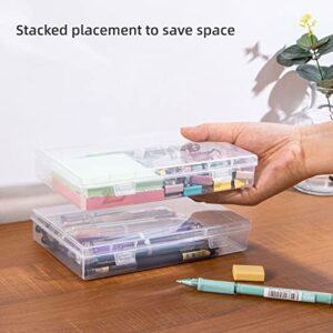 Katfort Small Storage Containers, 4 Packs Rectangular Plastic Storage Box with Lid 7.1''×4.6''×1.2'', Clear Containers for Storage, Beads, Crafts Accessories