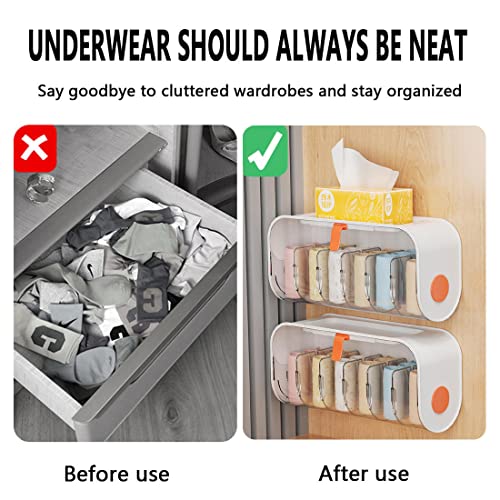 ACGrade Underwear Organizer, Wall-Mounted Sock Organizer, Transparent Plastic Bra Organizer, Underwear Organiser for Wardrobe, Adjustable Compartment Underwear Storage Box, 12.99'' x 6.1'' x 4.72''