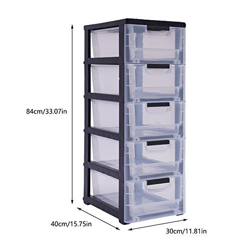 YIYIBYUS Plastic Drawers Storage Cabinet with 5 Drawers Modern Transparent PP Vertical Closet Drawers Tall Dresser Organizer for Bedroom Playroom for Storing Clothes Towels Toys