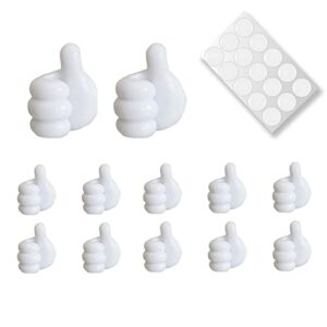 taoxping 12pcs creative silicone thumb wall hook - multifunction adhesive cable clip ，self adhesive thumb cable organizer clips key hanger,for data cable earphone belt hat key storage-white