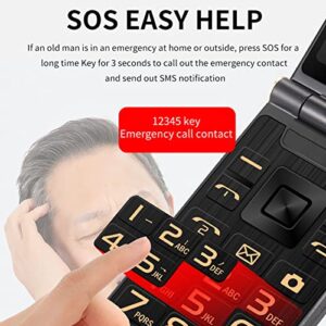 Zyyini Unlocked Flip Phone, 3 Inchs Big Buttons Big Fonts Flip Mobile Phone for Seniors, Dual SIM Card, Loud Volume Speaker, with LED Flashlight and SOS Emergency Calls, 5900mAh Battery(Tarnish)