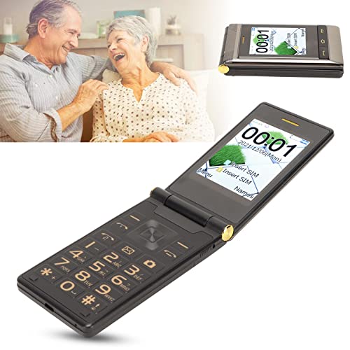 Zyyini Unlocked Flip Phone, 3 Inchs Big Buttons Big Fonts Flip Mobile Phone for Seniors, Dual SIM Card, Loud Volume Speaker, with LED Flashlight and SOS Emergency Calls, 5900mAh Battery(Tarnish)