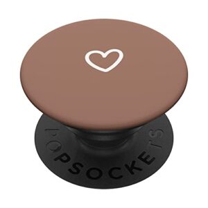 brown minimalist hand drawn heart popsockets swappable popgrip