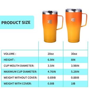 ECOYEE Stainless Steel Travel Coffee Mug - Insulated Hot Cold Tumbler, Thermal Coffee Cup, Double Wall Leakproof Mug (Orangeade, 30 OZ)