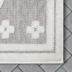 Well Woven Mali Tribal Diamond Pattern Indoor/Outdoor Grey 5'3" x 7'3" High-Low Area Rug