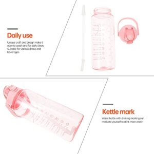 Hemoton 1pc Strap Ml: Cup: Button Plastic Outdoor Ml Gym Ensure Sports Go Handle Reusable Chug Lid Motivational Portable Large You and Leakproof Spout Scale Jug Pink Sippy It with