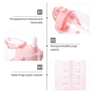 Hemoton 1pc Strap Ml: Cup: Button Plastic Outdoor Ml Gym Ensure Sports Go Handle Reusable Chug Lid Motivational Portable Large You and Leakproof Spout Scale Jug Pink Sippy It with