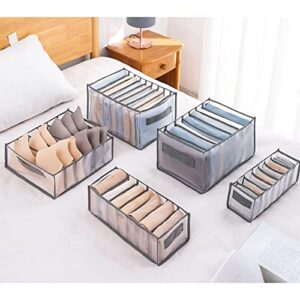 AINIJIA&HOLO 5 Pack Salcouth Organizers,Wardrobe Clothes Organizer, Mesh Foldable Washable Transparent Drawer Organizers for Jeans, Leggings, Underwear, Socks, T-Shirts (Grey)