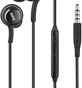 SAMSUNG AKG Earbuds Original 3.5mm in-Ear Earbud Headphones with Remote & Mic for Galaxy A71, A31, Galaxy S10, S10e, Note 10, Note 10+, S10 Plus, S9 - Includes Pouch and LED Keychain - Black