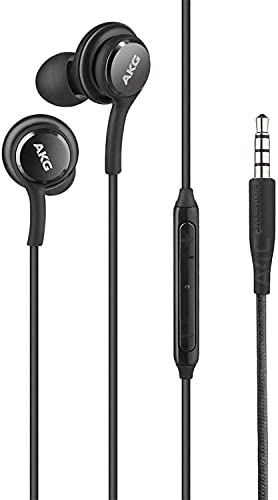 SAMSUNG AKG Earbuds Original 3.5mm in-Ear Earbud Headphones with Remote & Mic for Galaxy A71, A31, Galaxy S10, S10e, Note 10, Note 10+, S10 Plus, S9 - Includes Pouch and LED Keychain - Black