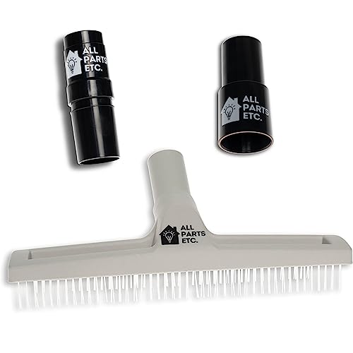 ALL PARTS ETC. Shag Carpet Rake Floor Brush Vacuum Attachment for Shaggy Rugs, Shag Rug Rake to Fluff Carpet Includes Two Adapters for 1 3/8” & 1.5" - Compatible with Hoover, Miele, Oreck, & Shop Vac