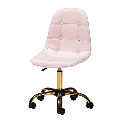 Baxton Studio Kabira Office Chair, One Size, Blush Pink/Gold