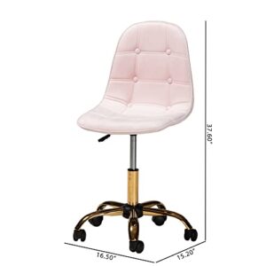 Baxton Studio Kabira Office Chair, One Size, Blush Pink/Gold