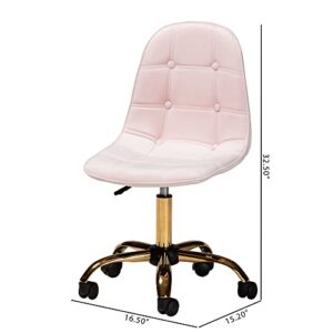 Baxton Studio Kabira Office Chair, One Size, Blush Pink/Gold