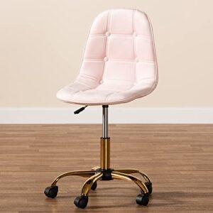 Baxton Studio Kabira Office Chair, One Size, Blush Pink/Gold