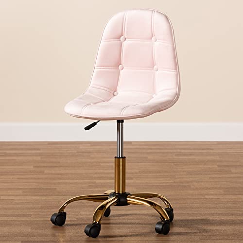 Baxton Studio Kabira Office Chair, One Size, Blush Pink/Gold