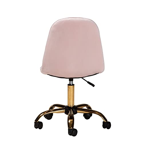 Baxton Studio Kabira Office Chair, One Size, Blush Pink/Gold