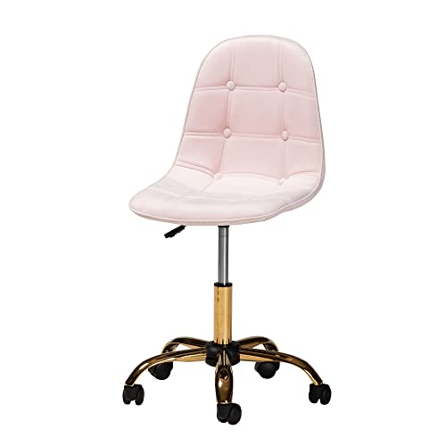 Baxton Studio Kabira Office Chair, One Size, Blush Pink/Gold