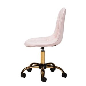 Baxton Studio Kabira Office Chair, One Size, Blush Pink/Gold