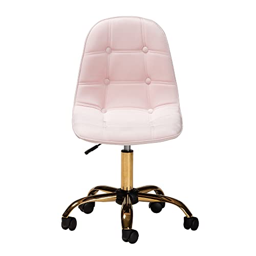 Baxton Studio Kabira Office Chair, One Size, Blush Pink/Gold