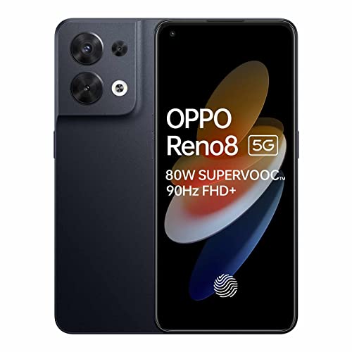 OPPO Reno8 5G Dual 256GB ROM 8GB RAM Factory Unlocked (GSM Only | No CDMA - not Compatible with Verizon/Sprint) Mobile Cell Phone - Black