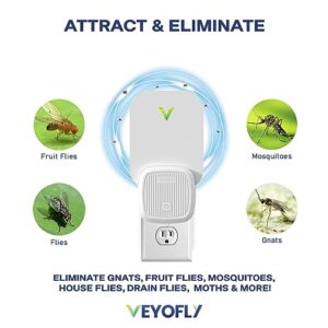 VEYOFLY, Flying Insect Trap, Insect Catcher, Indoor Fly Trap, Safer Home, Fruit Fly Traps for Indoors, gnat Killer Indoor, Bug Killer, Insect Killer (Pack of 2 - White)