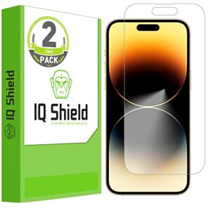 iqshield screen protector compatible with apple iphone 14 pro max (6.7 inch)(2-pack) anti-bubble clear tpu film