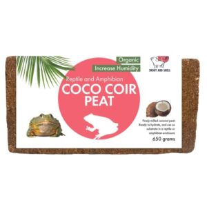 snout and shell organic coco coir peat bedding ready to hydrate use substrate for reptile or amphibian perfect for frogs, salamanders, geckos and snakes increase humidity 1.4 lbs - 650 grams