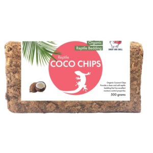 snout and shell coco chip reptile & amphibian bedding 1.1 lb - perfect for snakes, lizards & tortoises tunneling - 100% organic coconut chip - 500 grams