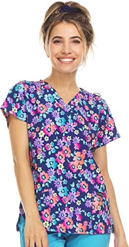 MediChic Scrubs Stretch Printed Scrub Top from XXS to 3X