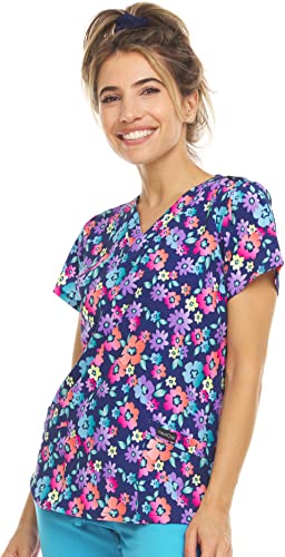 MediChic Scrubs Stretch Printed Scrub Top from XXS to 3X