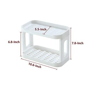 XUDAUP Bathroom Countertop Organizer 2 Tier Plastic Bedroom Desktop Storage 2PACK Shelf Vanity Counter Top Rack Perfect for Bedroom Washroom Office School Kitchen (White)