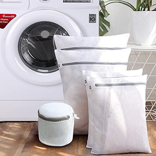 5 White Delicate Laundry Wash Bags-Mesh Laundry Bags with 5 Combinations, Mesh Laundry Bags for Delicate with Premium Zipper, Travel Storage Organize Bag, Clothing Washing Bags for Blouse, Bra, Hosiery, Stocking, Underwear, Lingerie, shirts, t-shirts