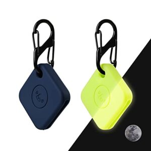 silicone case for tile mate 2020 & 2018 with keychains, 2 pack anti-scratch protective cover with carabiner (navy/fluorescent green)
