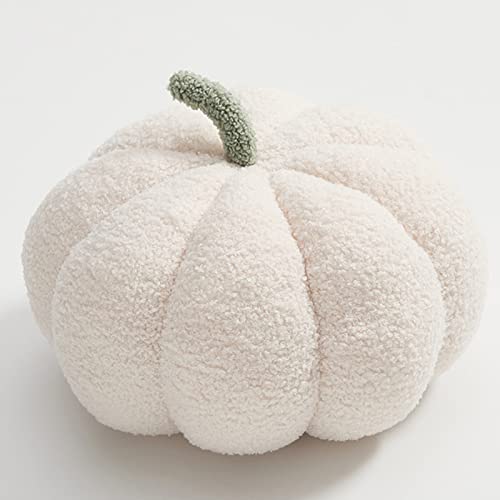 MONKISS Halloween Pumpkin Pillow Decorations, Soft Pumpkin Shaped Throw Pillow Short Fleece Skin-Friendly,Pumpkin Decorating Pillow Plush for Thanksgiving Gifts (White, 14 inch)…