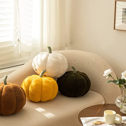 MONKISS Halloween Pumpkin Pillow Decorations, Soft Pumpkin Shaped Throw Pillow Short Fleece Skin-Friendly,Pumpkin Decorating Pillow Plush for Thanksgiving Gifts (White, 14 inch)…