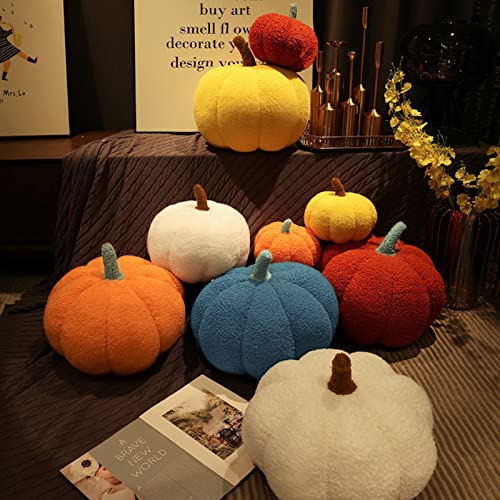 MONKISS Halloween Pumpkin Pillow Decorations, Soft Pumpkin Shaped Throw Pillow Short Fleece Skin-Friendly,Pumpkin Decorating Pillow Plush for Thanksgiving Gifts (White, 14 inch)…